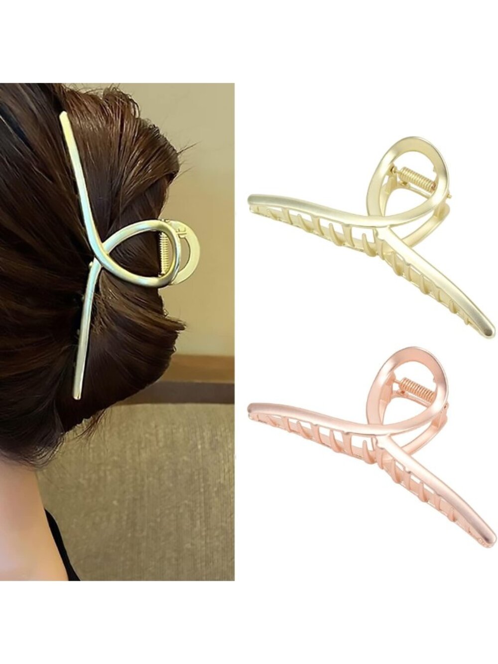 2-Pack Matte Metal Hair Claw Clips - Strong Hold, No Slip, Perfect for All Hair
